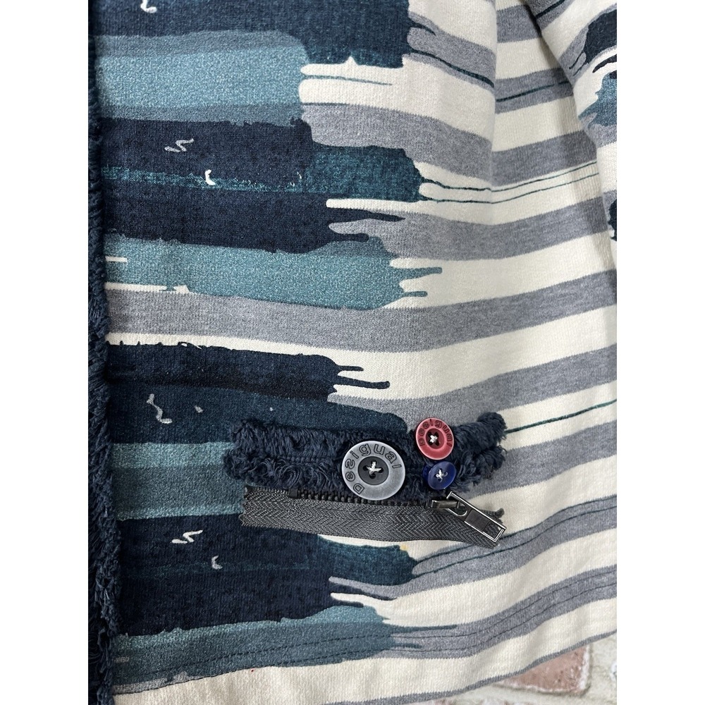 Desigual Women's Jacket Blue/White Cotton Hook&Eye Closure Size L - Picture 2 of 12